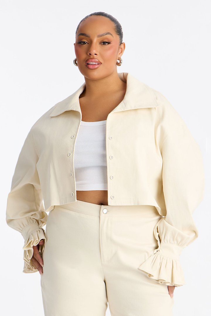 Mianna Twill Jacket Pant Set - Off White