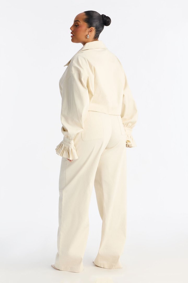 Mianna Twill Jacket Pant Set - Off White