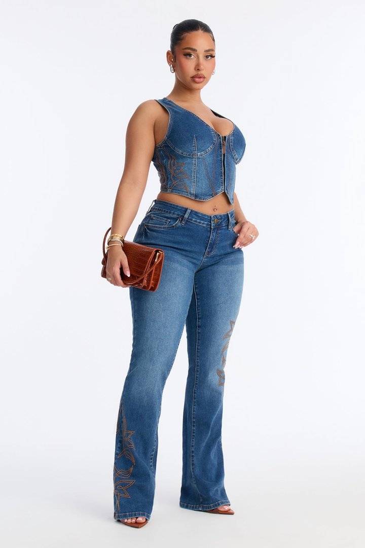 Rodeo Royale Embroidered Denim Vest - Dark Wash