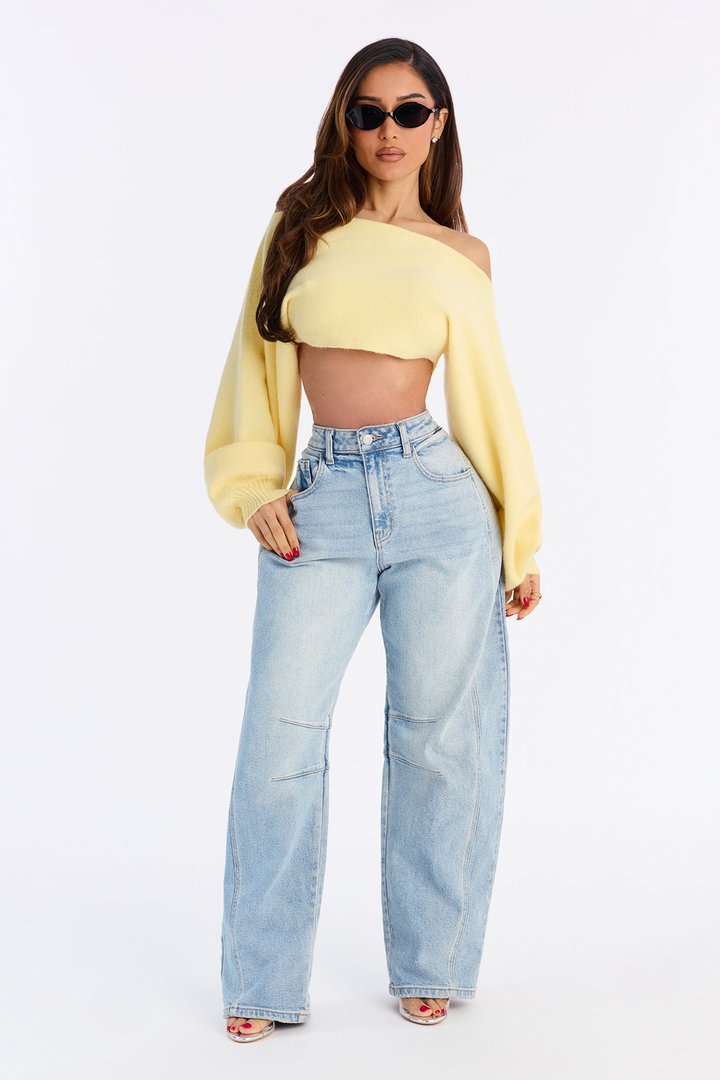 Love Away One Shoulder Sweater Top - Butter Yellow