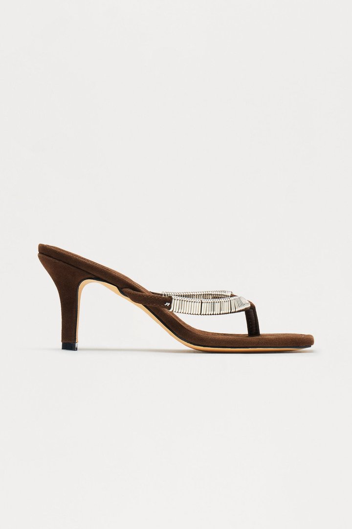 Easier Suede Thong Heels - Chocolate