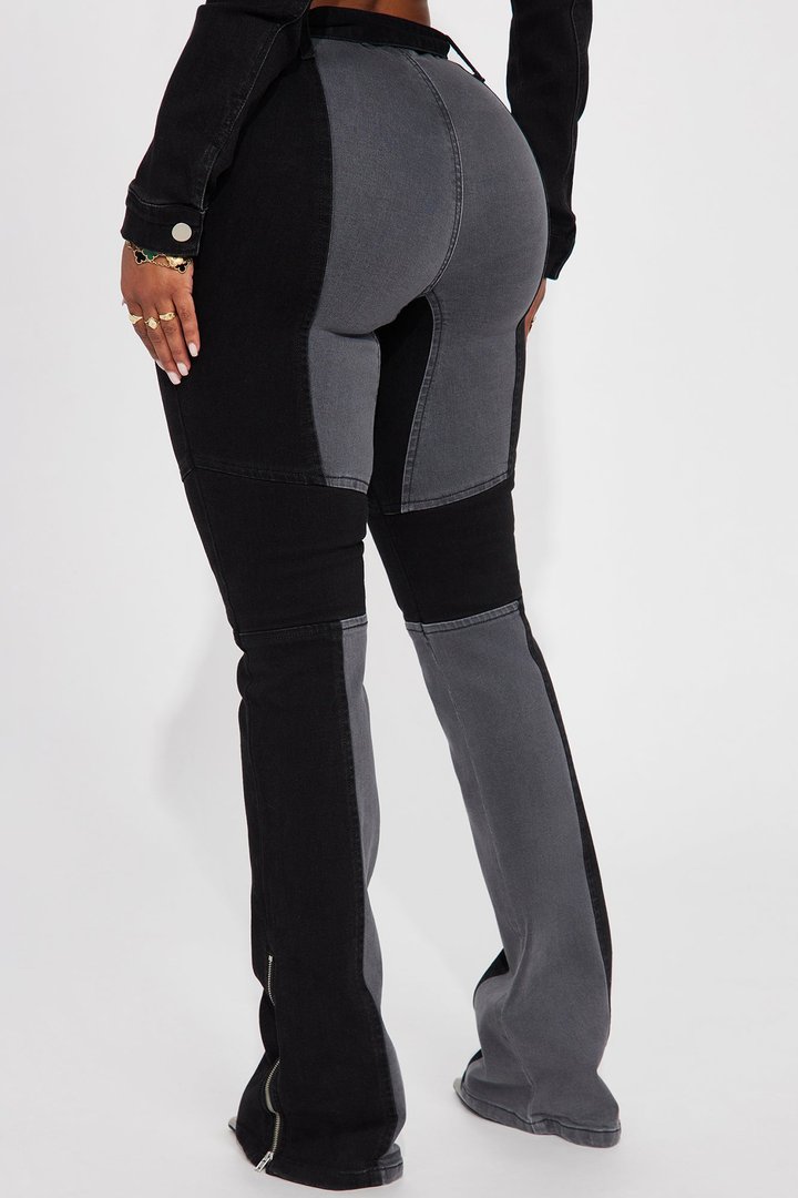 Off To The Races Stretch Bootcut Jeans - Black/Grey