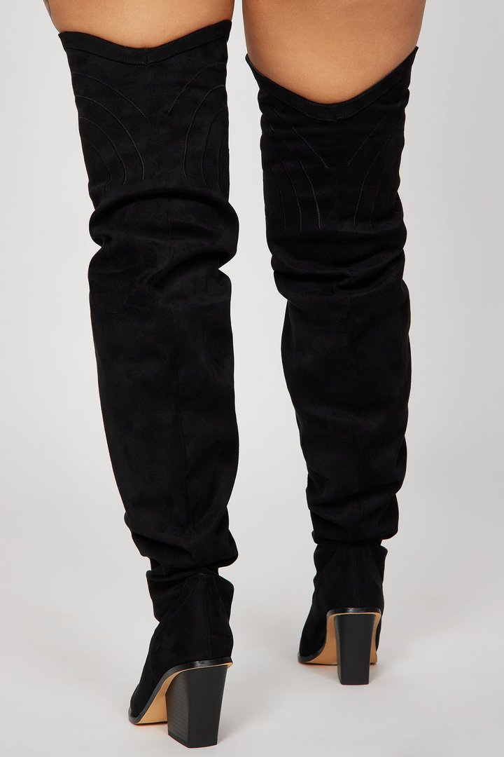 Nashville Babe Thigh High Cowboy Boots - Black