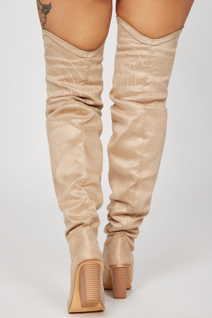 Nashville Babe Thigh High Cowboy Boots - Nude