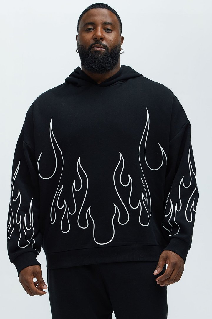 Tayson Chase Flame Oversized Hoodie - Black/combo