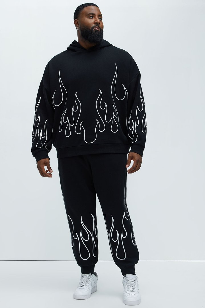 Tayson Chase Flame Oversized Hoodie - Black/combo