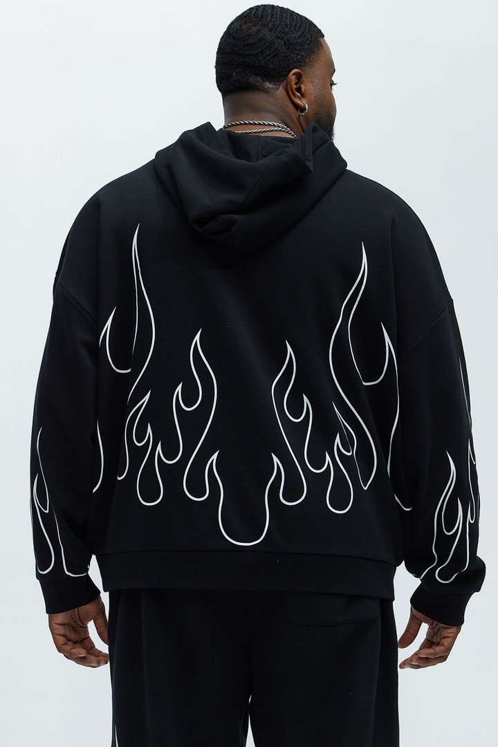 Tayson Chase Flame Oversized Hoodie - Black/combo