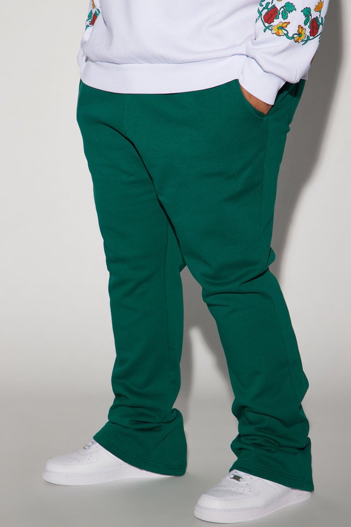 Tayson Back Zipper Skinny Flared Sweatpants - Green
