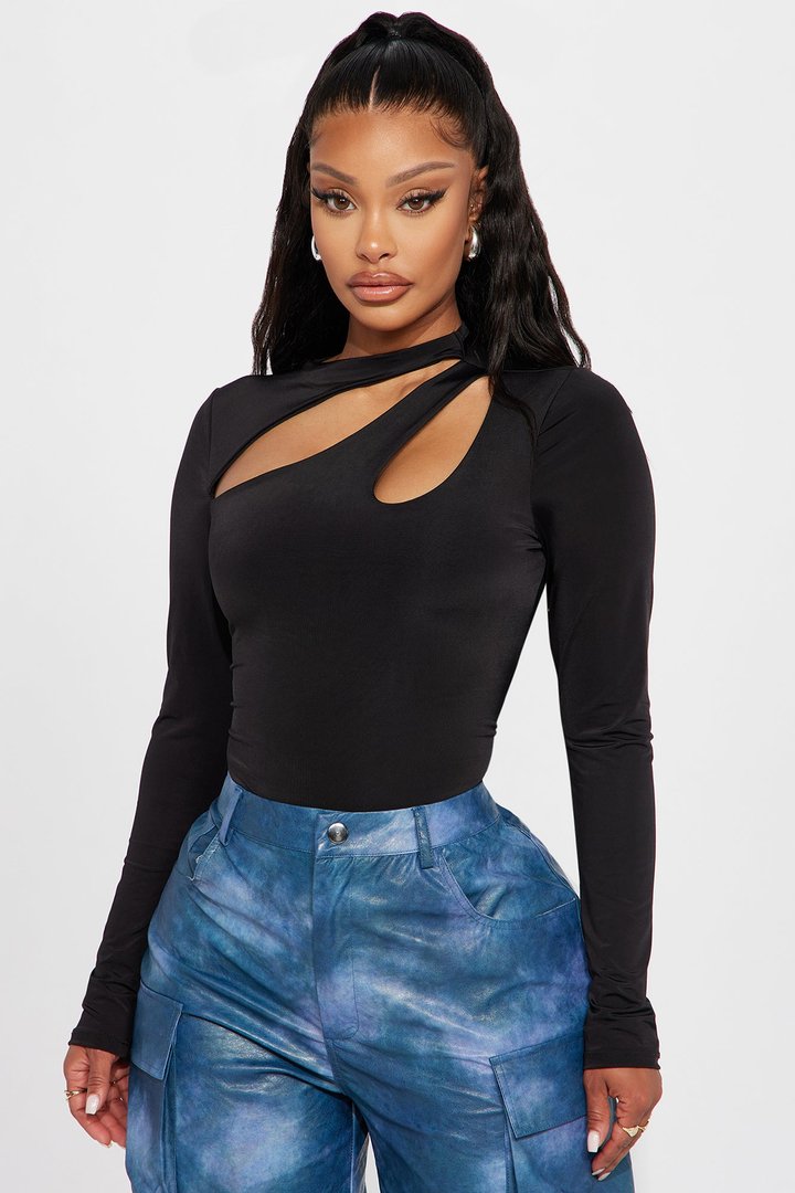Keilani Cut Out Bodysuit - Black