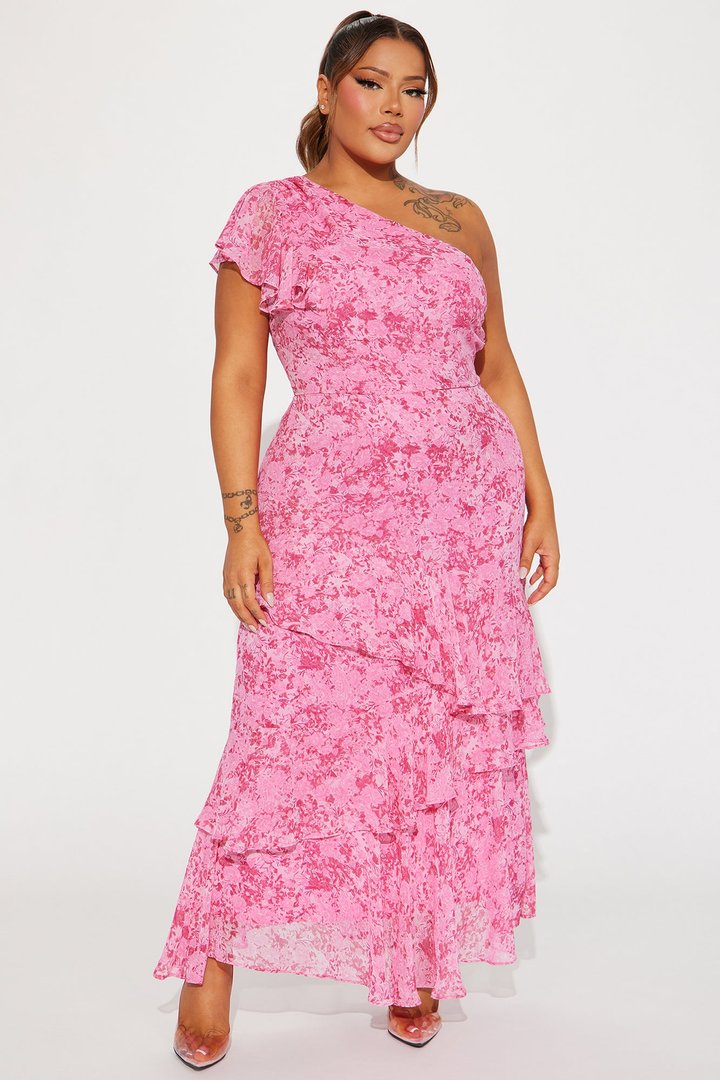 Roses Are Red Chiffon Maxi Dress - Fuchsia