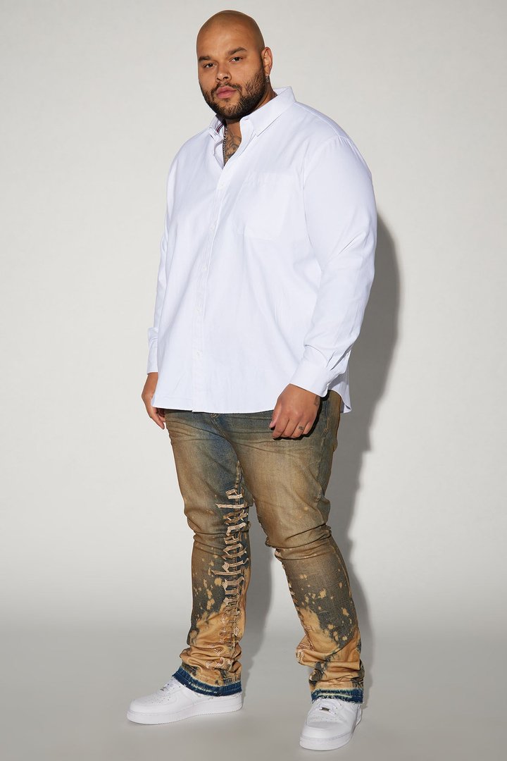 See It Through Bleached Stacked Skinny Flare Jeans - Vintage Wash