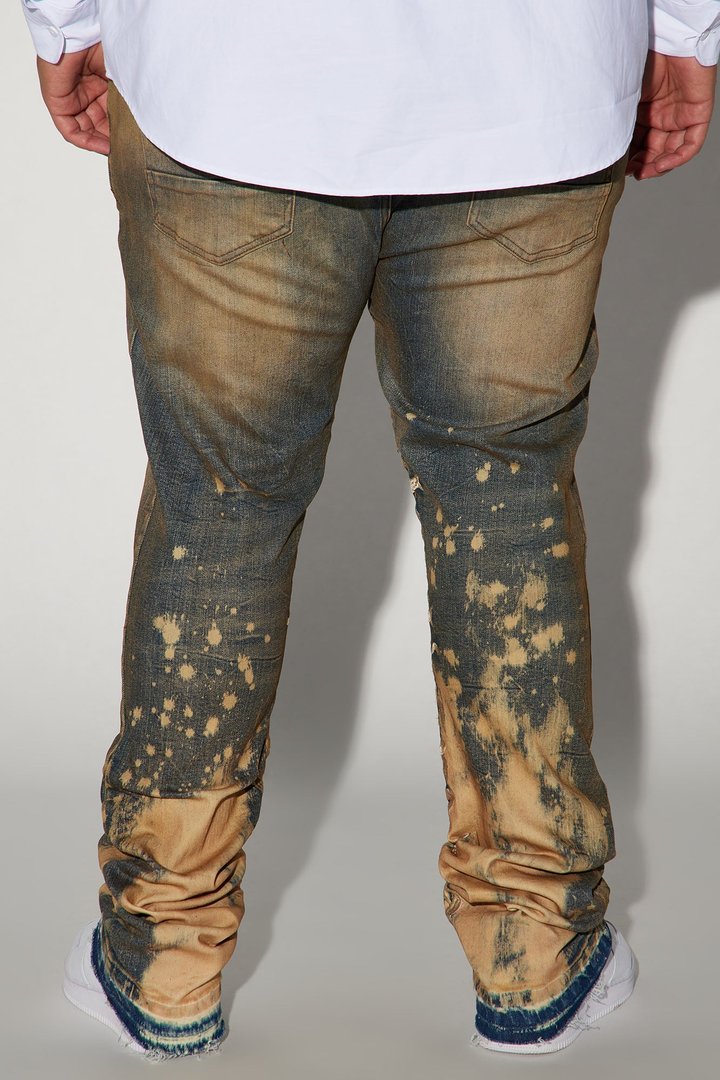 See It Through Bleached Stacked Skinny Flare Jeans - Vintage Wash