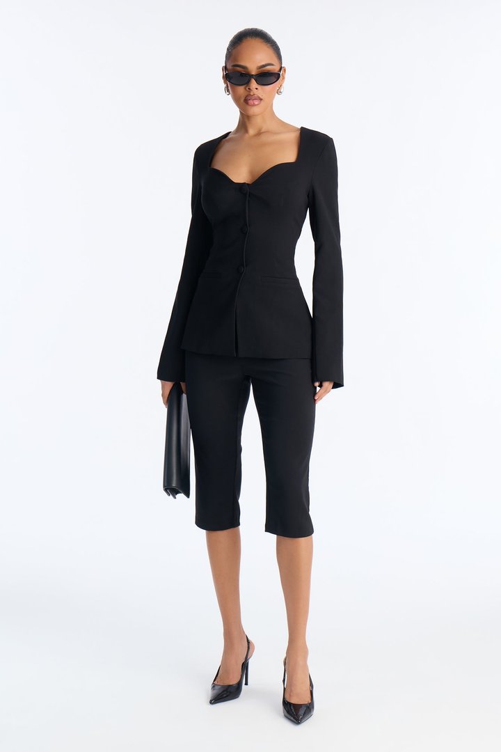 Bianca Blazer Capri Set - Black