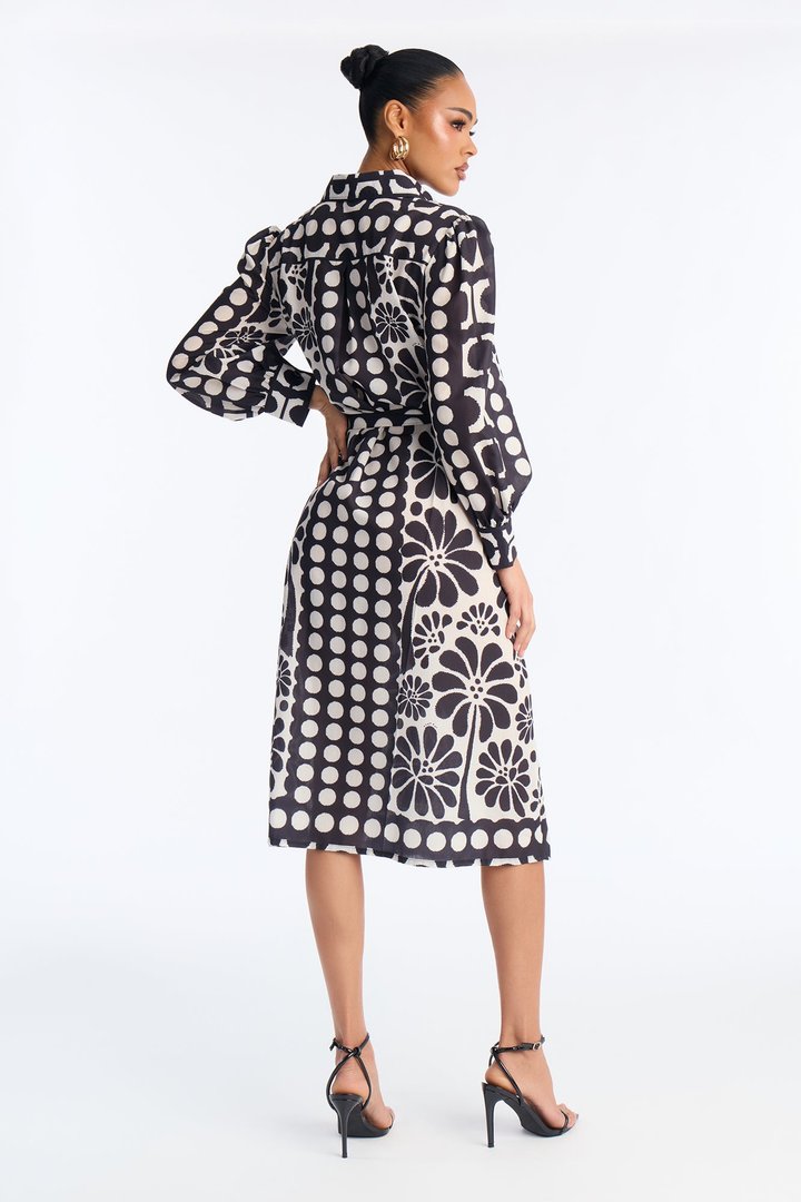 Josephine Floral Midi Dress - Black
