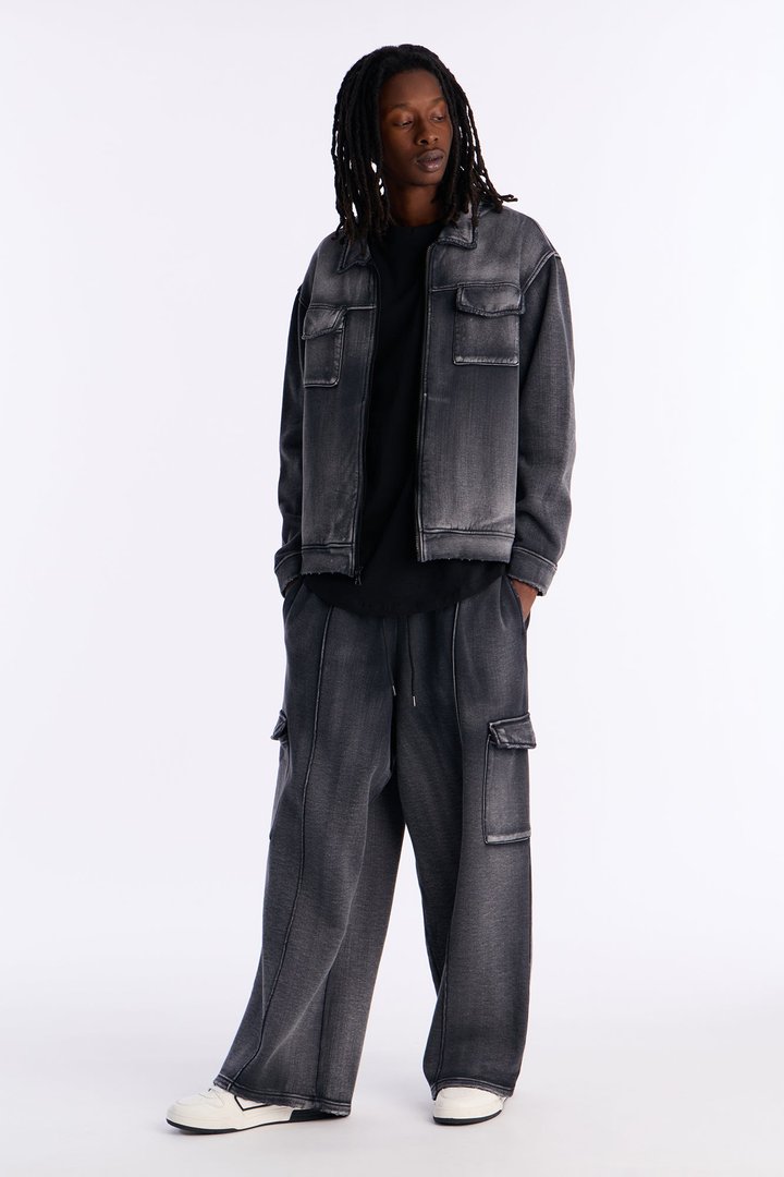 Heavy Wash Relaxed Fleece Jacket - Black Wash