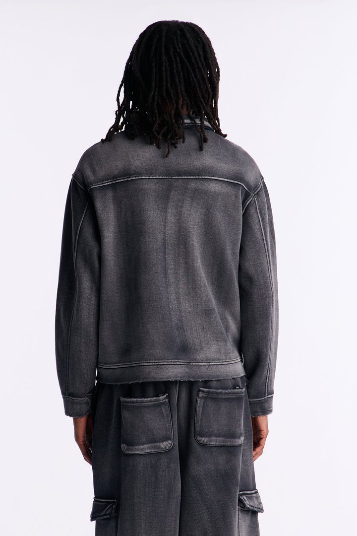 Heavy Wash Relaxed Fleece Jacket - Black Wash