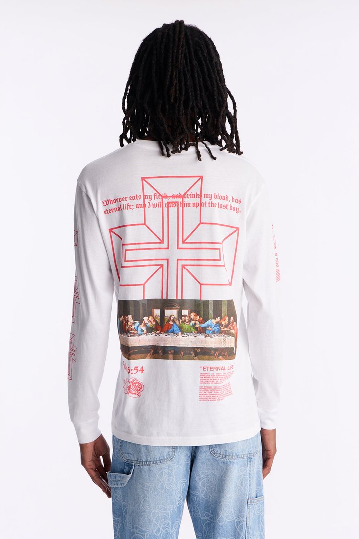John 6:54 Eternal Life Long Sleeve Tee - White