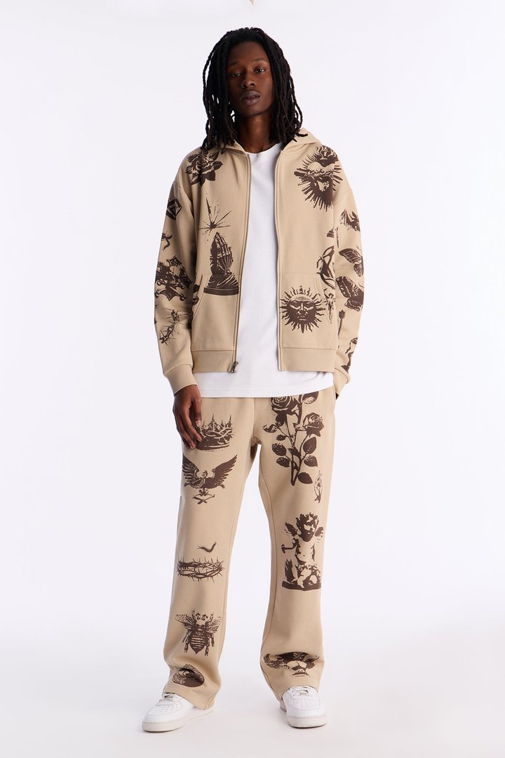 Rogue Culture Zip Up Hoodie - Taupe