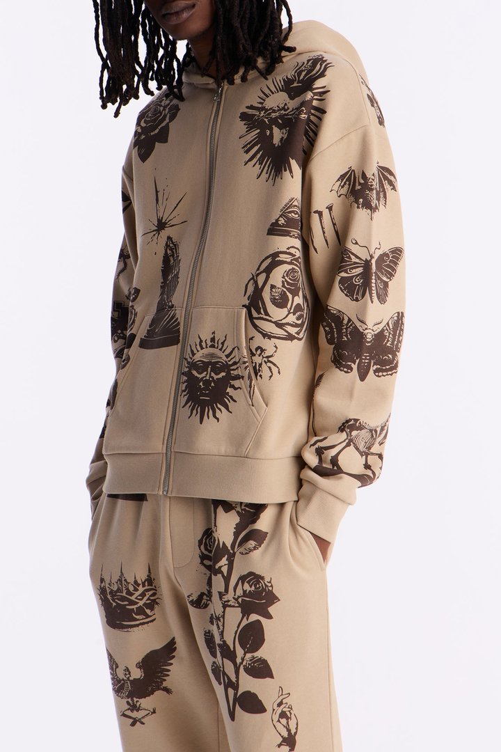 Rogue Culture Zip Up Hoodie - Taupe