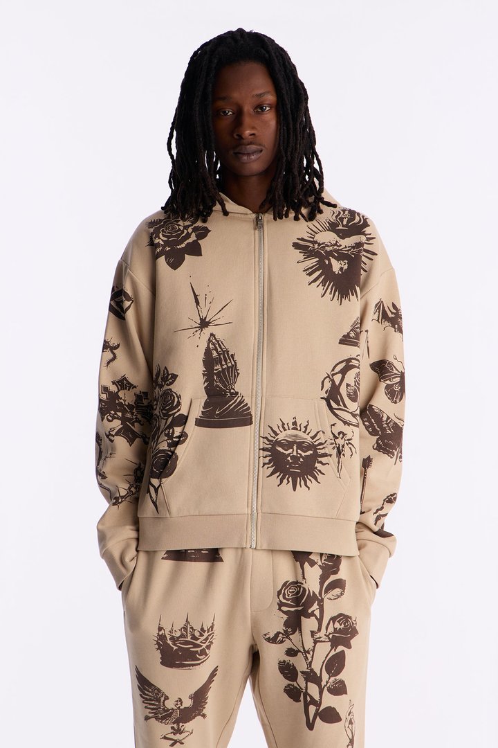 Rogue Culture Zip Up Hoodie - Taupe