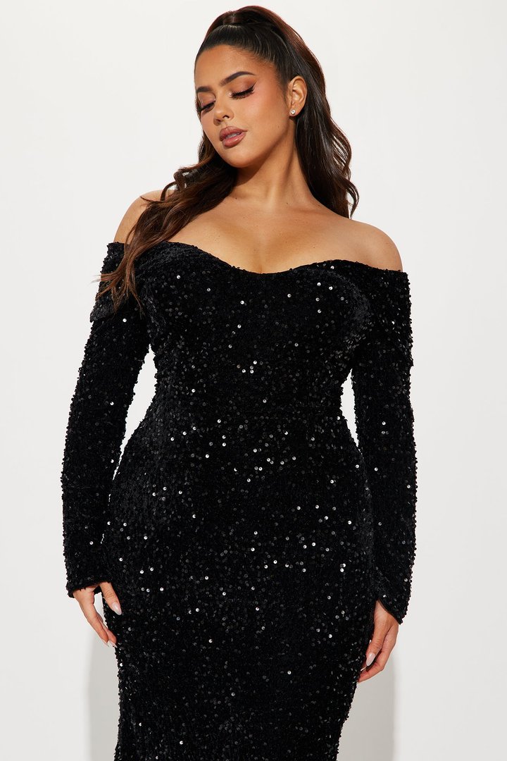 Annita Sequin Maxi Gown - Black