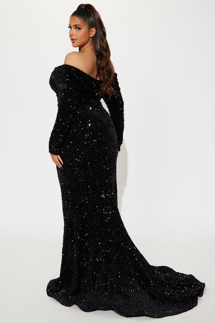 Annita Sequin Maxi Gown - Black