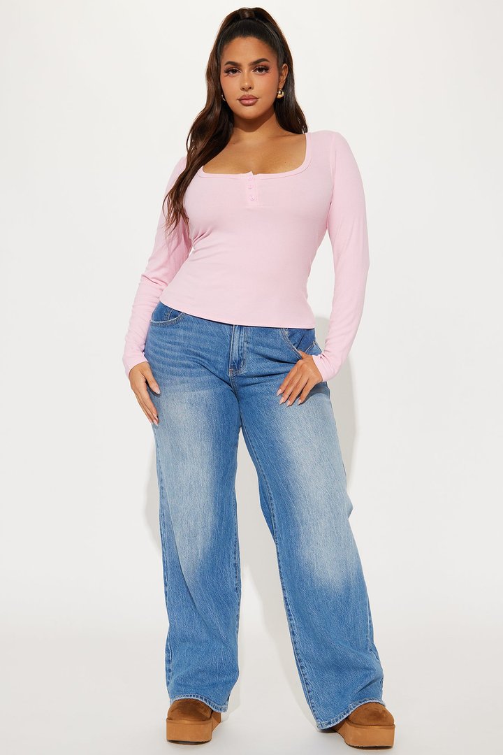 Stephanie Henley Long Sleeve Top - Pink