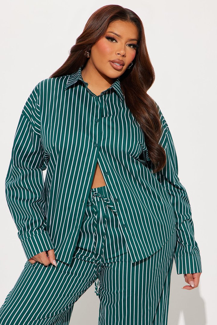 Sara Striped Wide Leg Pant Set - Green
