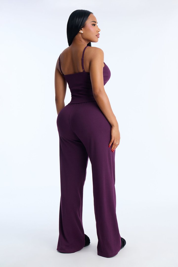 FN Mood Cotton Cami Boxer Pant PJ Set - Plum