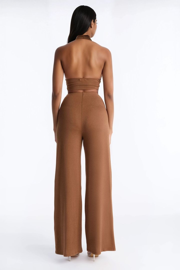 Hannah Halter Top Pant Set - Mocha