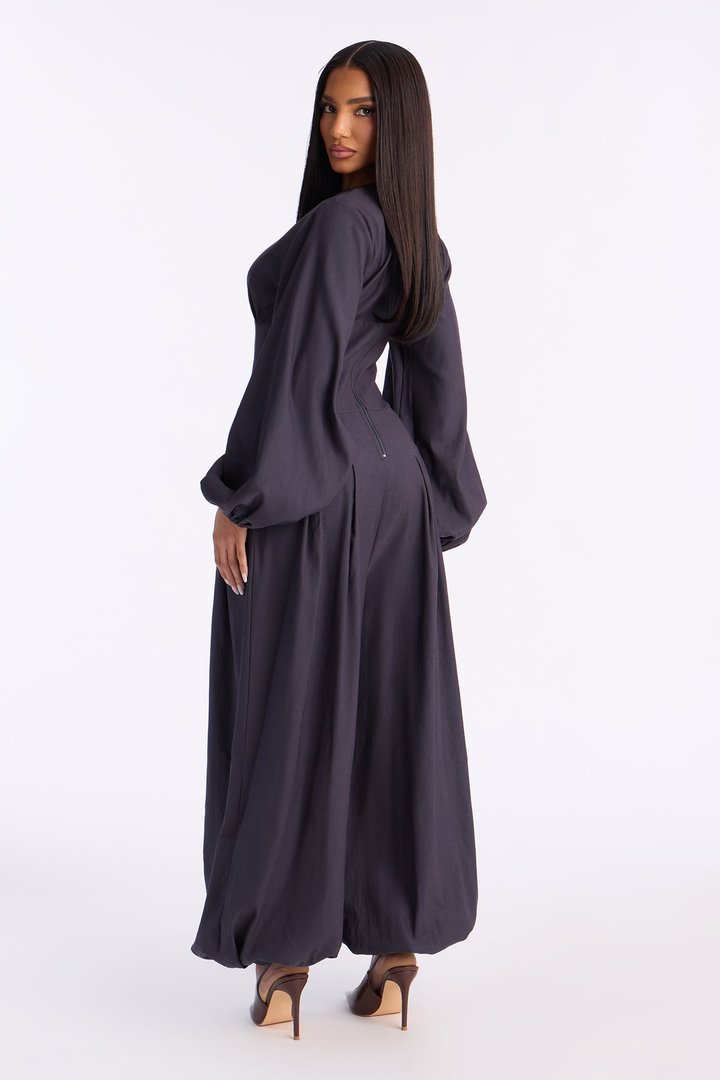 Mya Balloon Wide Leg Jumpsuit - Charcoal