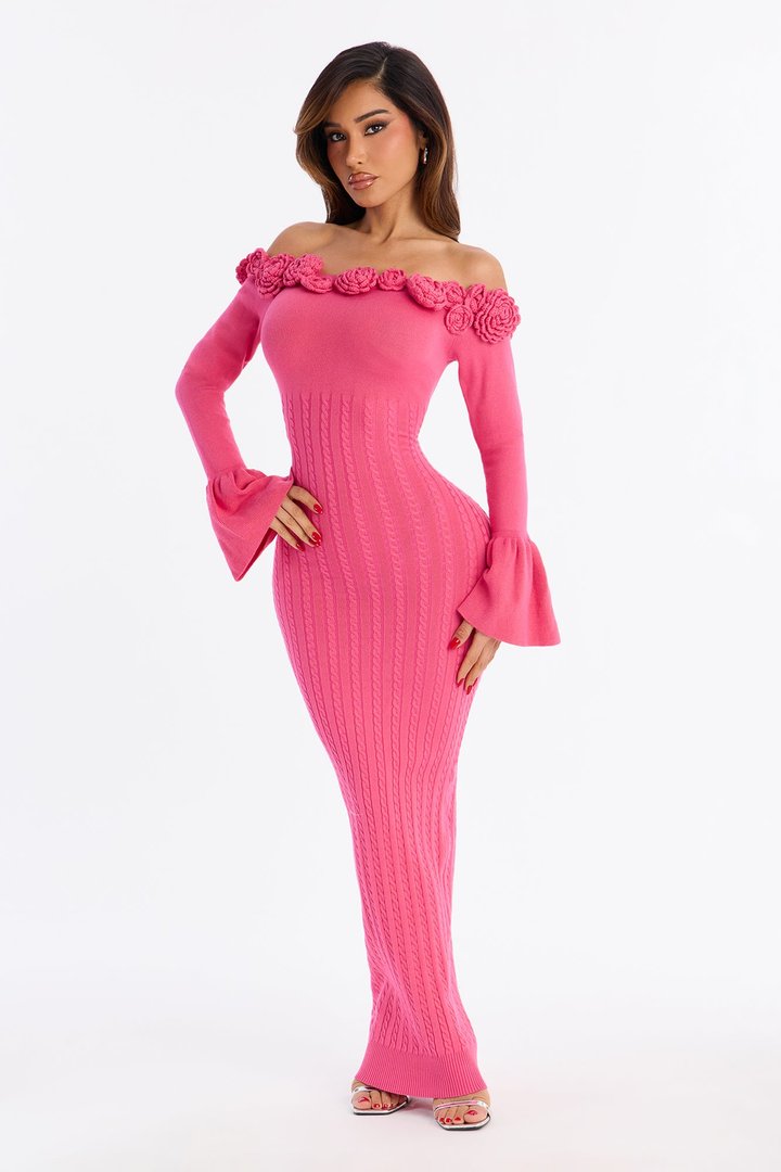 Keep It Cute Sweater Maxi Dress - Pink