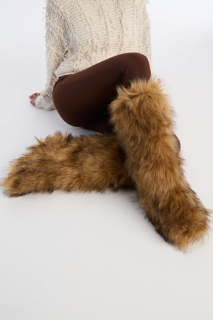 Fireside Faux Fur Boots - Brown/combo