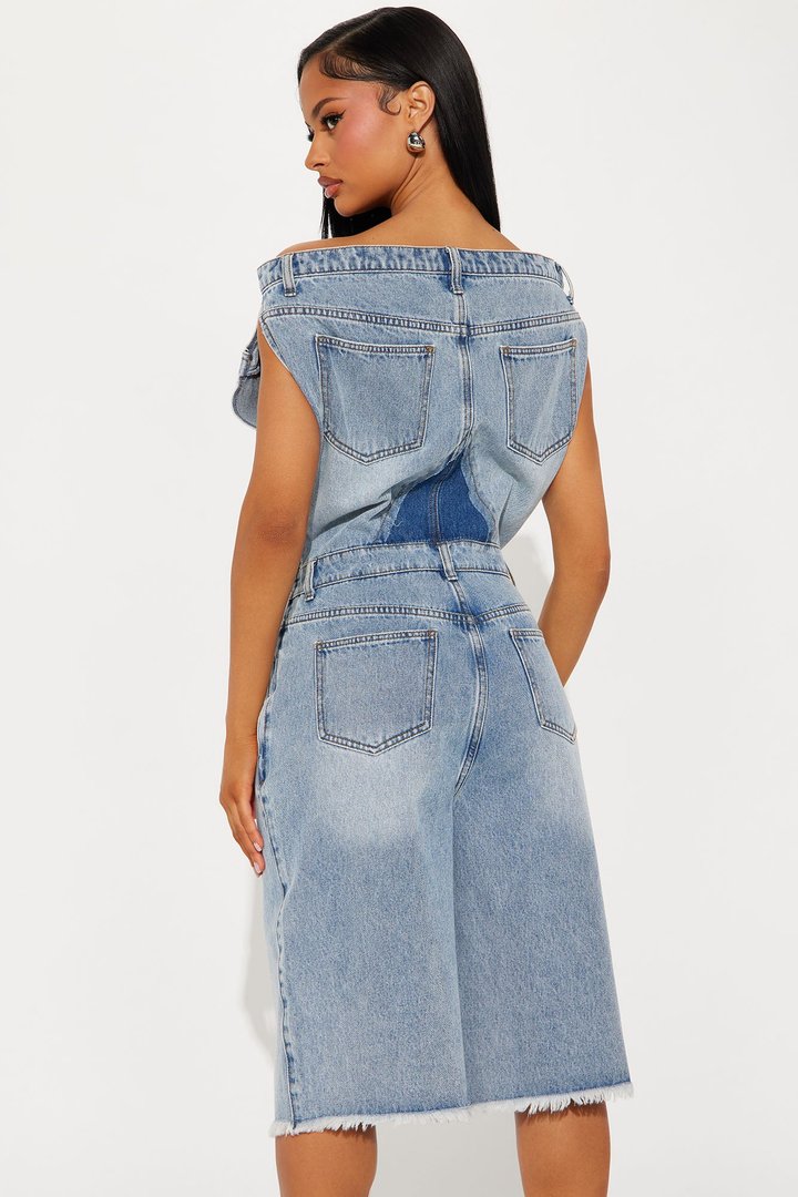Dakota Denim Jort Romper - Light Wash
