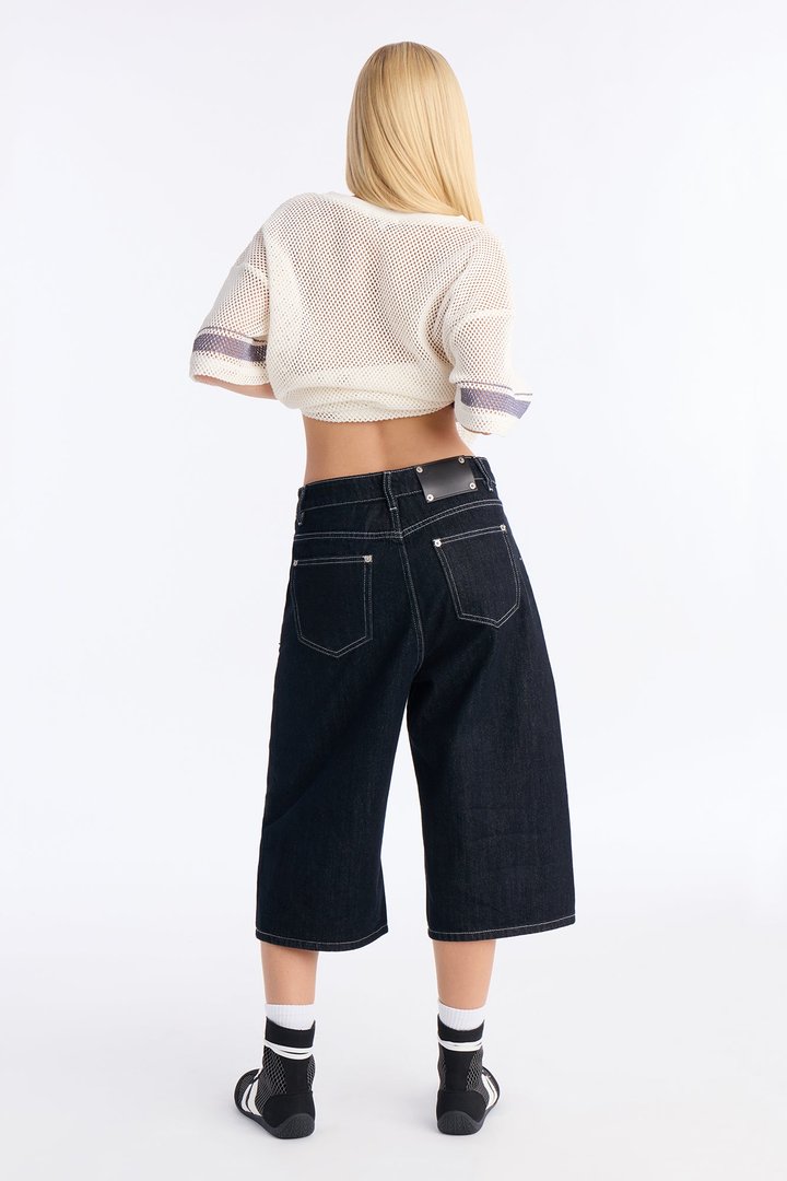 Le Marais Wide Leg Culotte Jeans - Dark Denim