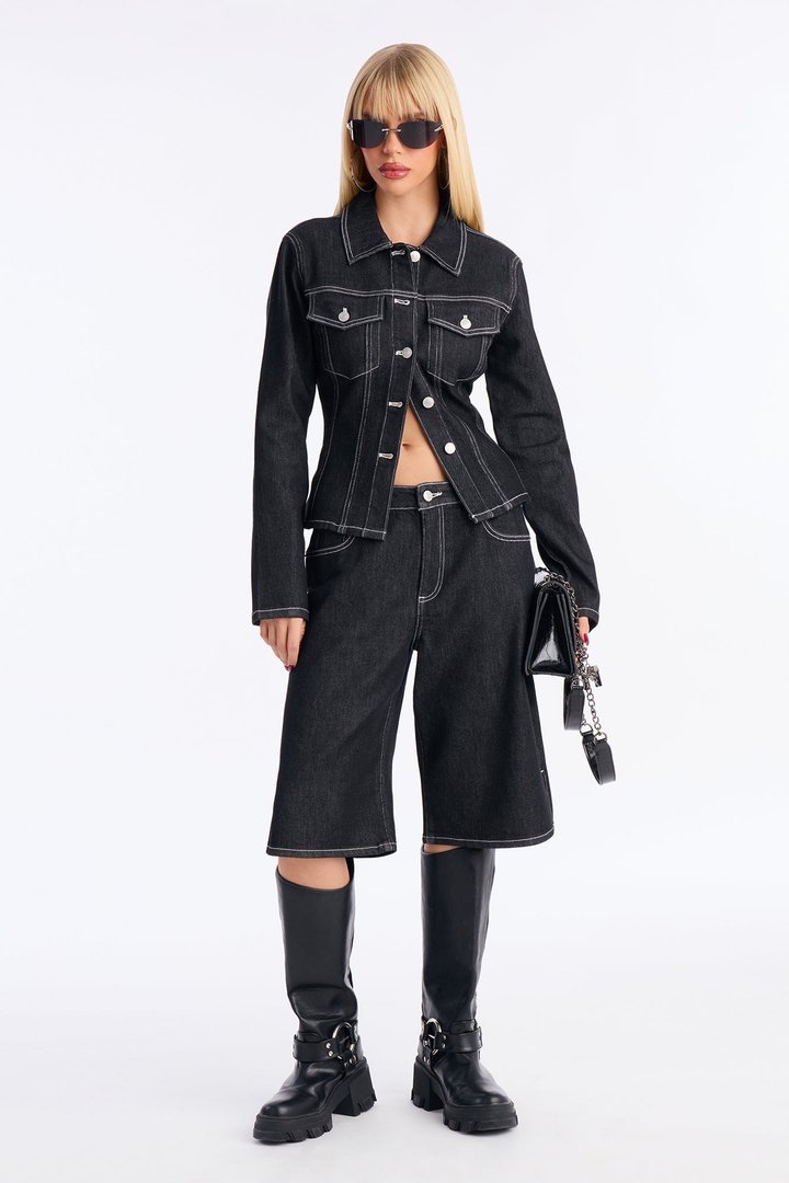 In Stitches Denim Jacket - Black Wash