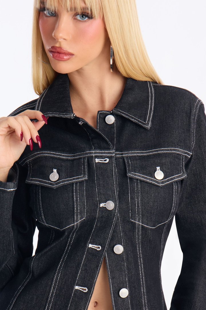In Stitches Denim Jacket - Black Wash