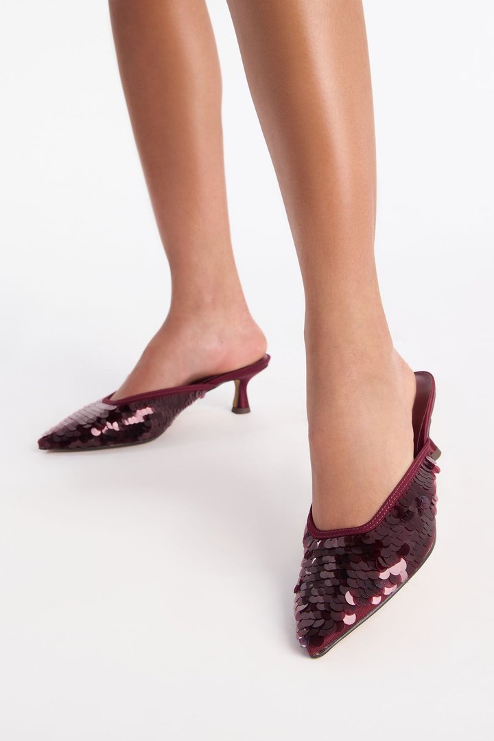 Dolce Vita Cleo Sequin Heels - Burgundy