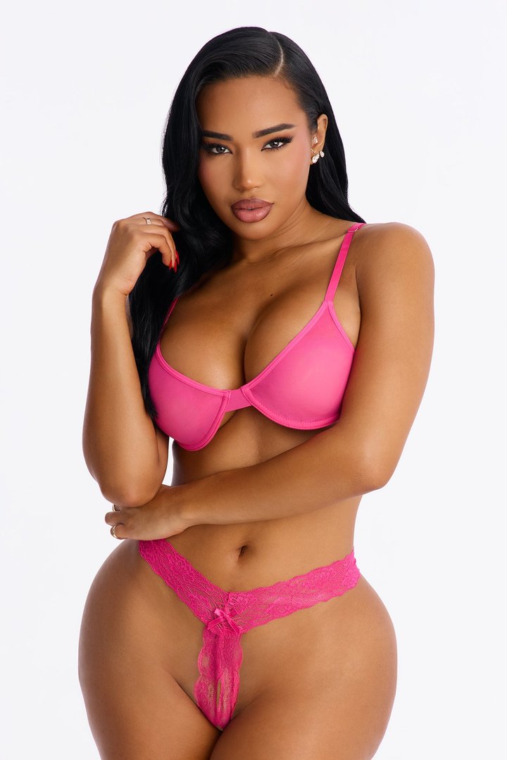 3 Pack Light Stretch Lace Thong Set - Fuchsia/combo