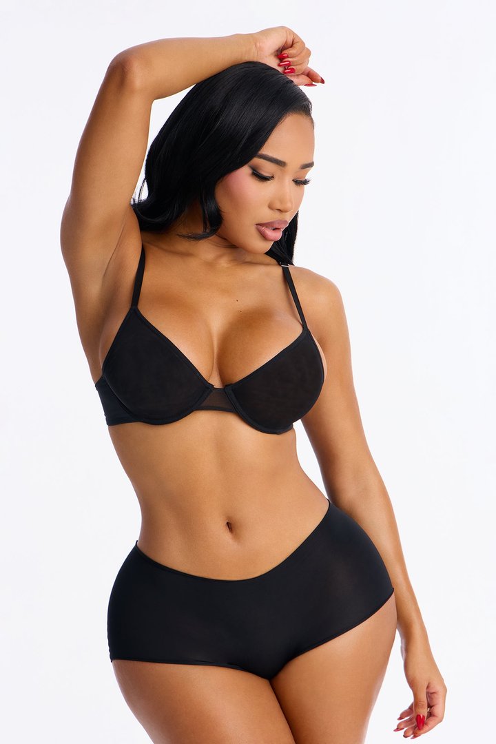 Nova Microfiber No-Show Boyshort Panty - Black