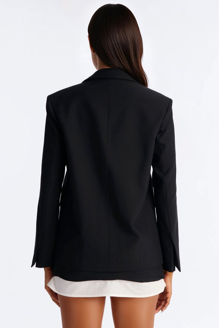 Suit Yourself Blazer Belted Skirt Set - Black