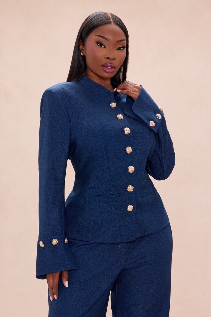 Portia Collared Jacket - Denim