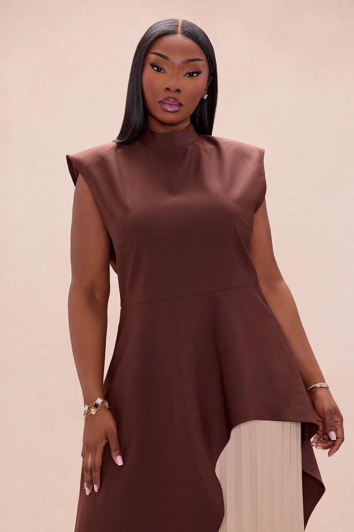 Paris Pleated Pant Set - Chocolate