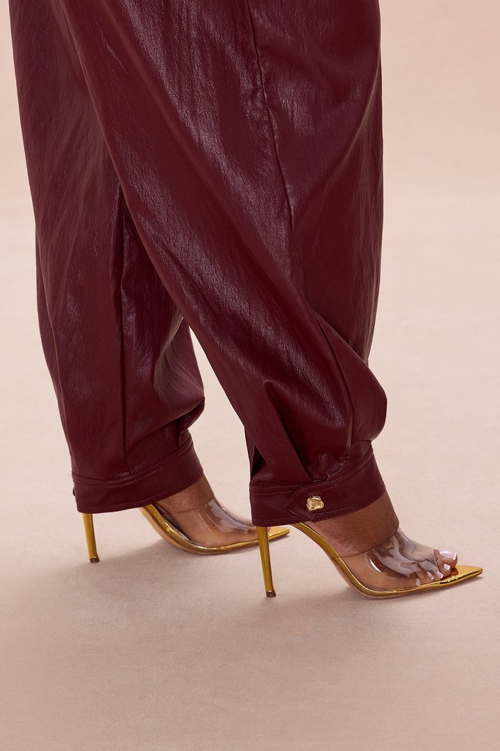 Mariella Faux Leather Balloon Pant - Burgundy
