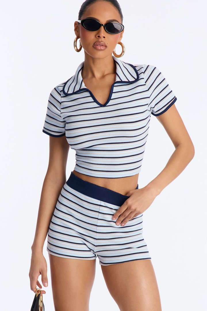 Making Your Day Striped Short Set - Blue