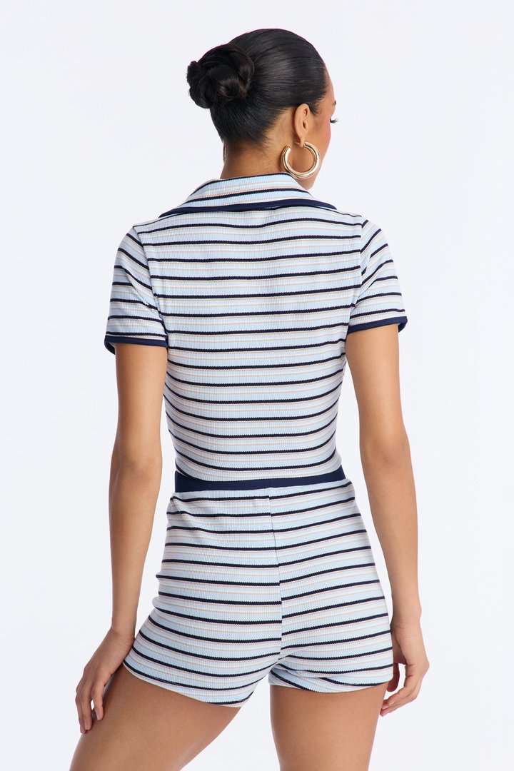 Making Your Day Striped Short Set - Blue