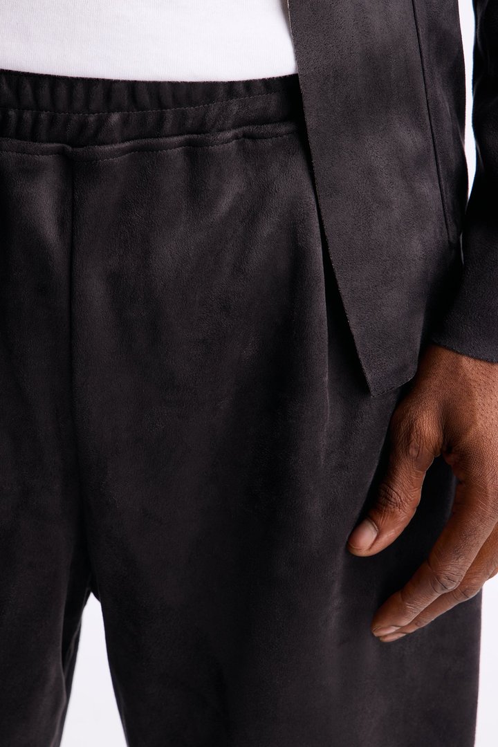 Noven Edge Suede Drawstring Pant - Charcoal
