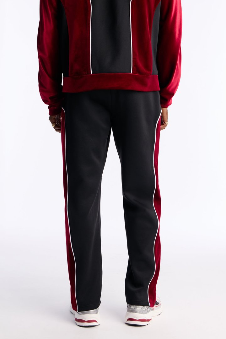 Slim Lexington Velour Side Track Pant - Burgundy
