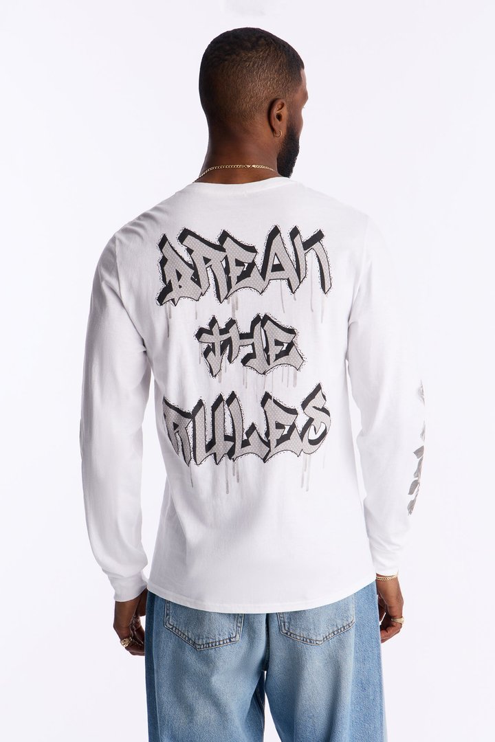 Hustle And Dream Long Sleeve Tee - White