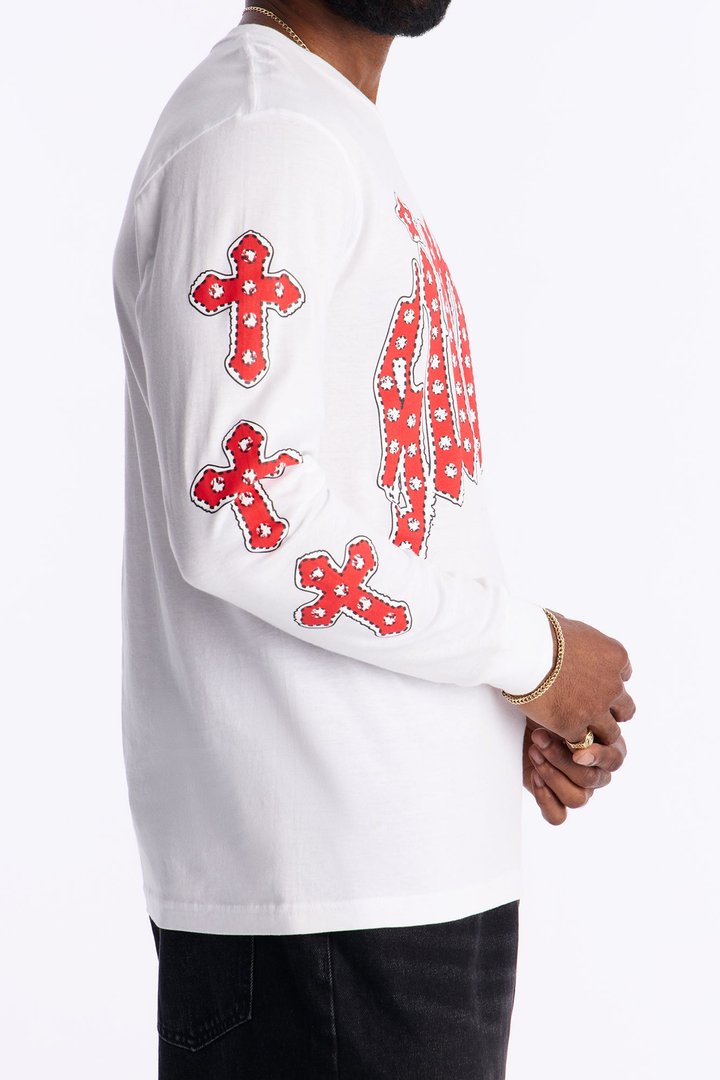 Sinner Star Long Sleeve Tee - White